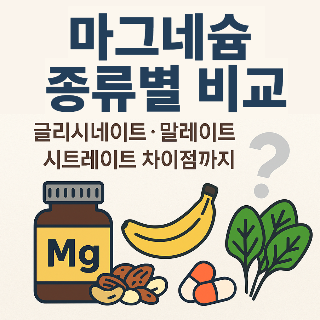 마그네슘 종류별 비교 – 글리시네이트, 말레이트, 시트레이트 차이와 음식 속 마그네슘까지! 썸네일