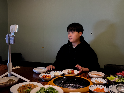 야외 식당 유튜브 촬영 삼각대 세팅법