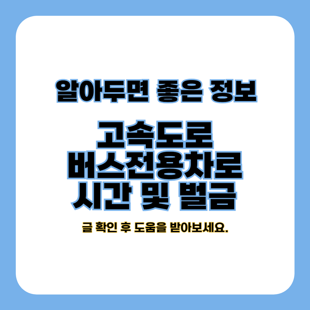 고속도로 버스전용차로 시간 및 벌금 (2025년 최신)