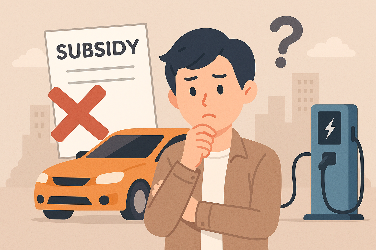 보조금이 예상대로 나오지 않아서 곤란해 하는 사람의 이미지