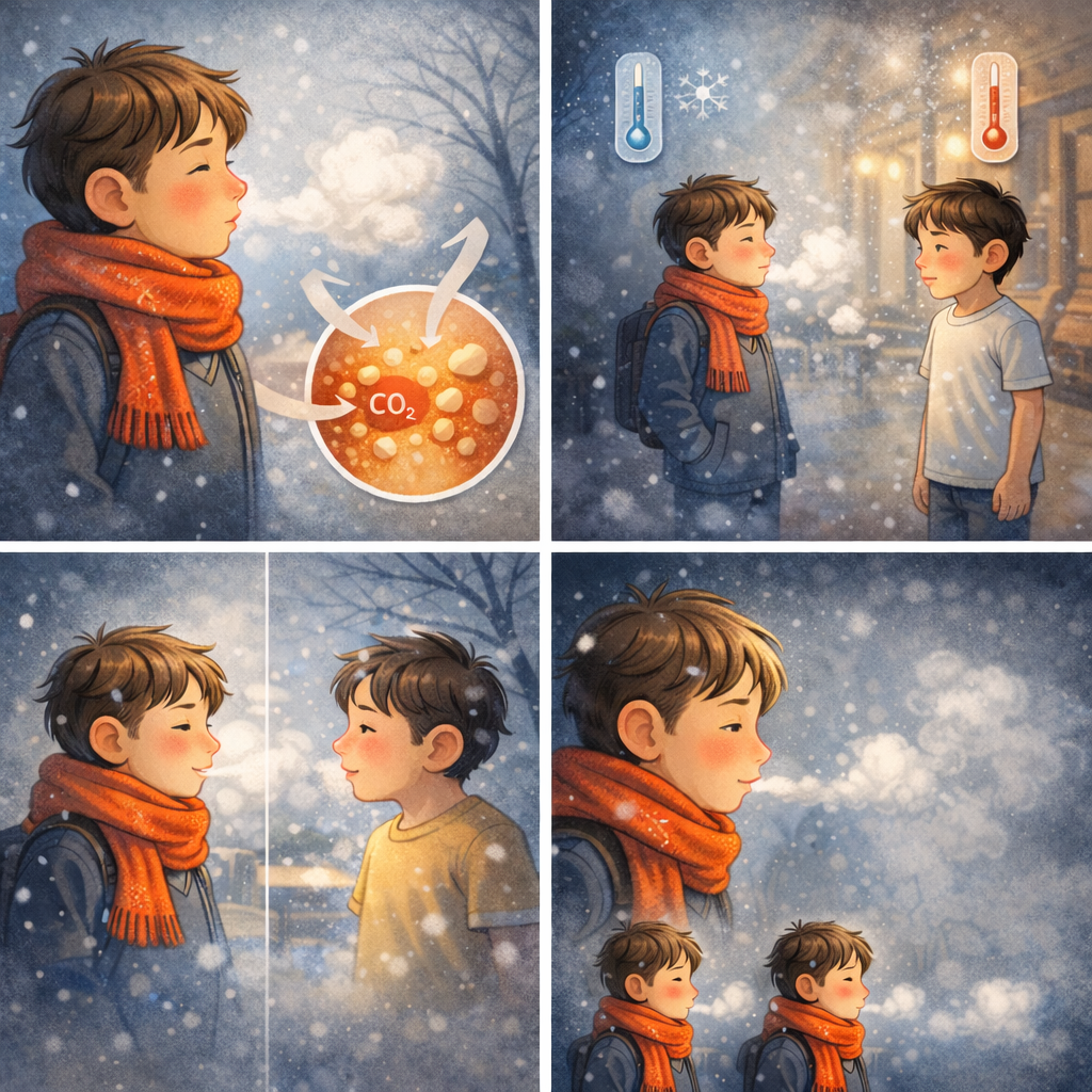 차가운 공기에서 숨이 눈에 보이는 과학적 원리 바로 알아보기!