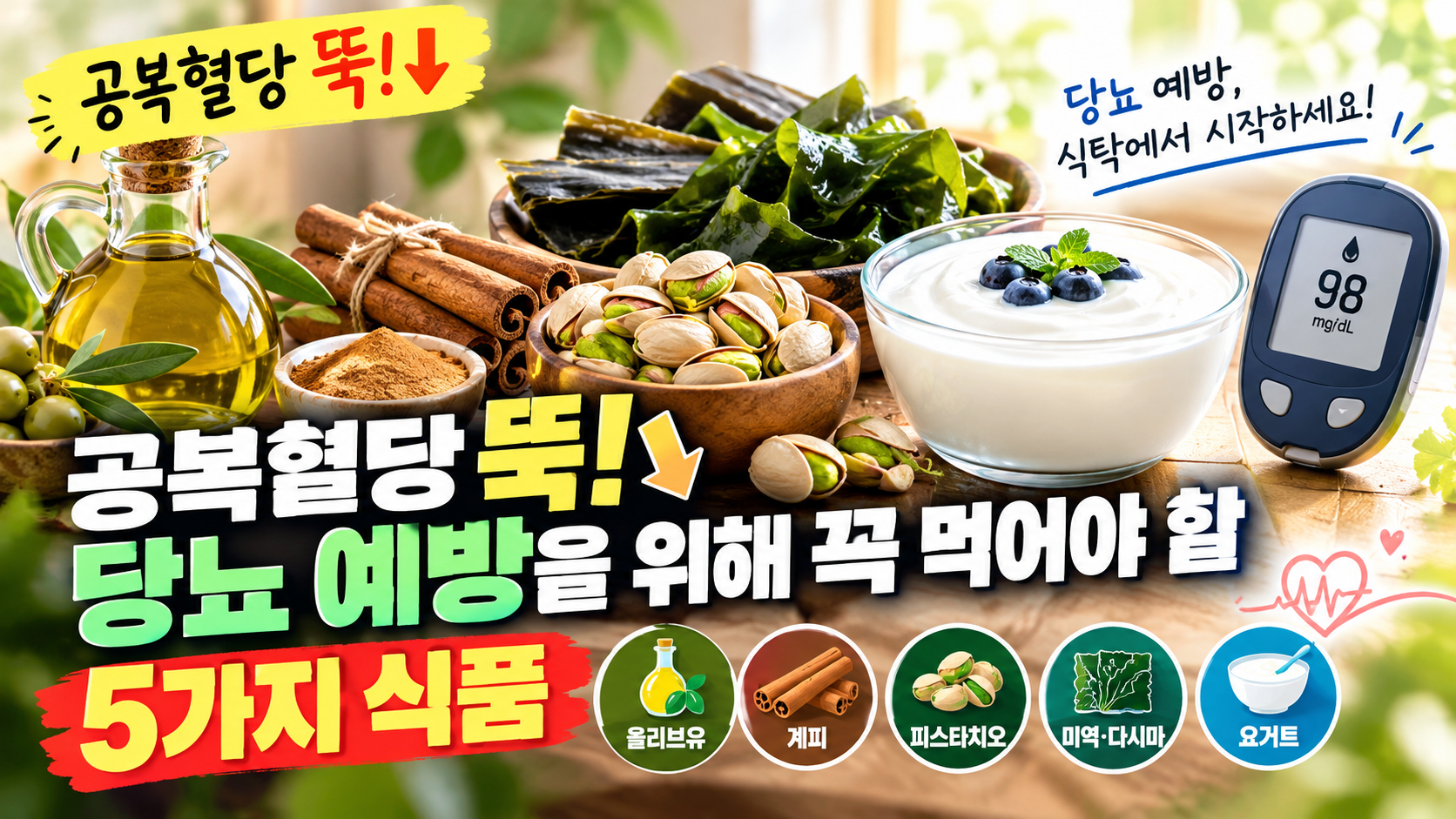 당뇨 예방을 위해 꼭 먹어야 할 5가지 식품