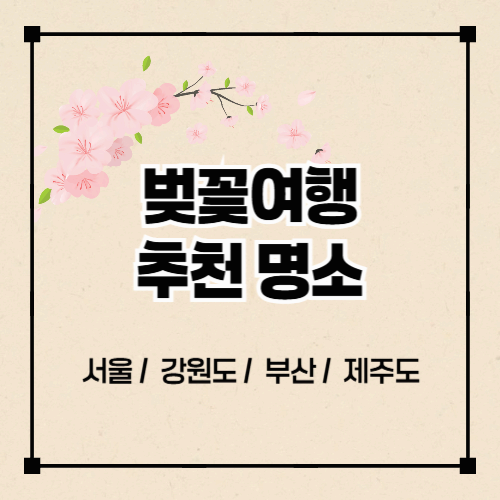벚꽃여행 추천 명소 가이드