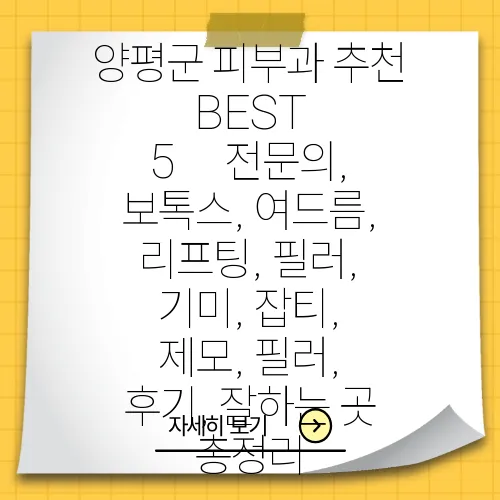 양평군 피부과 추천 BEST 5｜전문의, 보톡스, 여드름, 리프팅, 필러, 기미, 잡티, 제모, 필러, 후기, 잘하는 곳 총정리