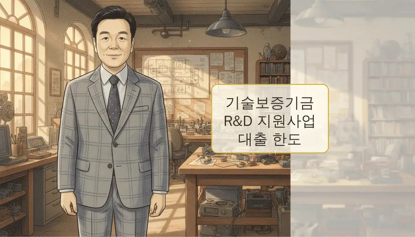 기술보증기금 R&amp;D 지원사업 합격 기업 대출 한도 우대 전략 아바타 일러스트