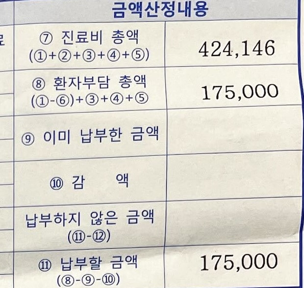 진료비 영수증