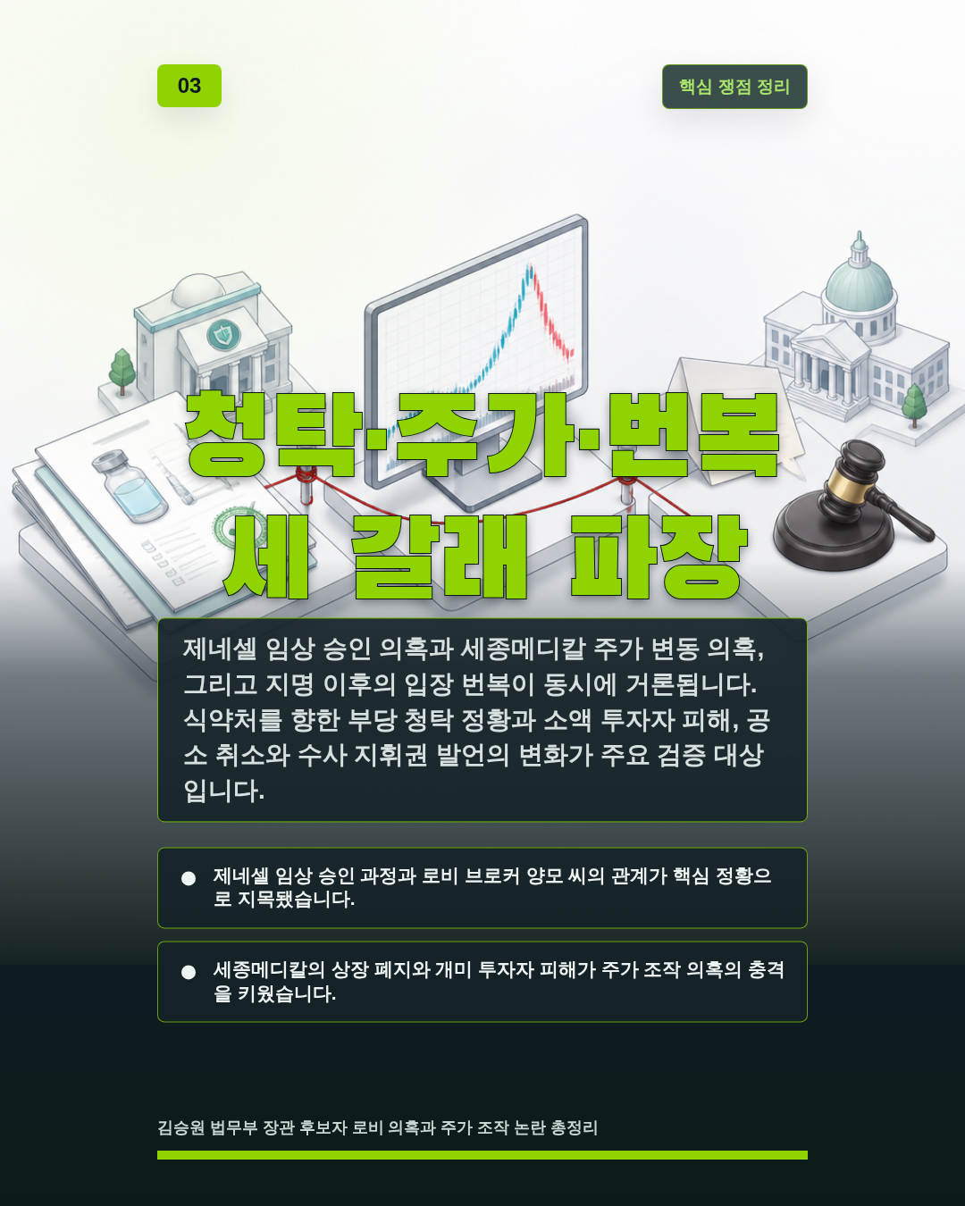 청탁·주가·번복 세 갈래 파장