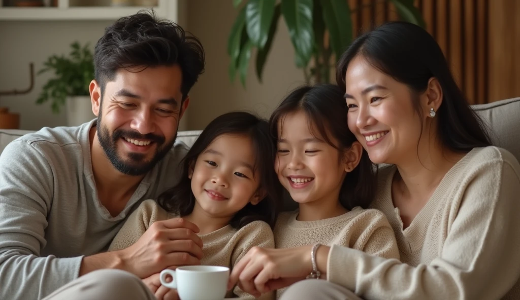 주택을 당첨으로 행복해 하는 가족 이미지