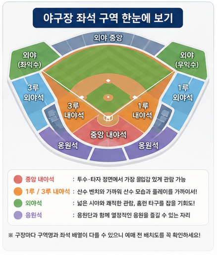 야구장 좌석 구역 한눈에 보기