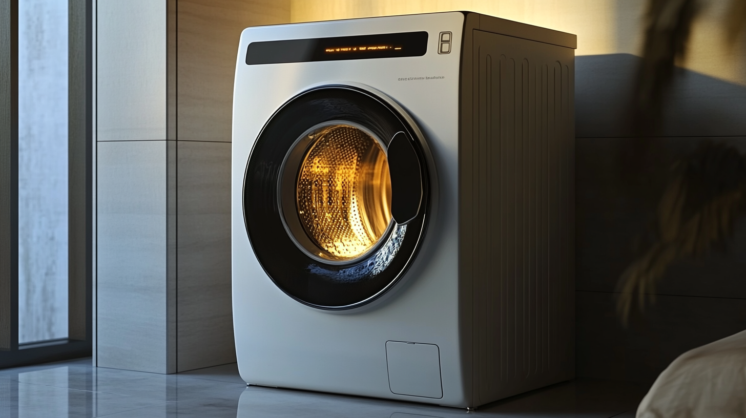 삼성 그랑데 드럼세탁기의 버블워시 기술과 친환경 혜택을 강조한 예술적 렌더링 이미지