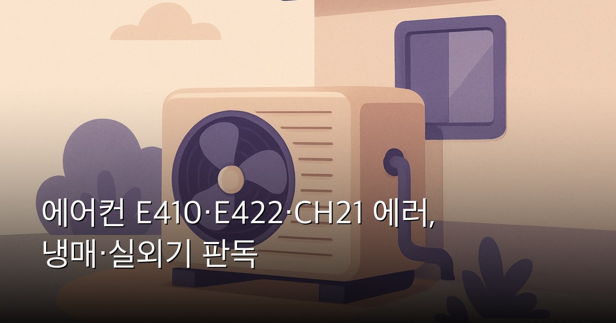 에어컨 E410·E422·CH21 에러, 냉매·실외기 판독