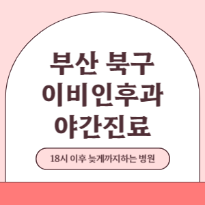 부산 북구 야간진료 이비인후과 병원 (18시 이후 늦게까지하는 병원)
