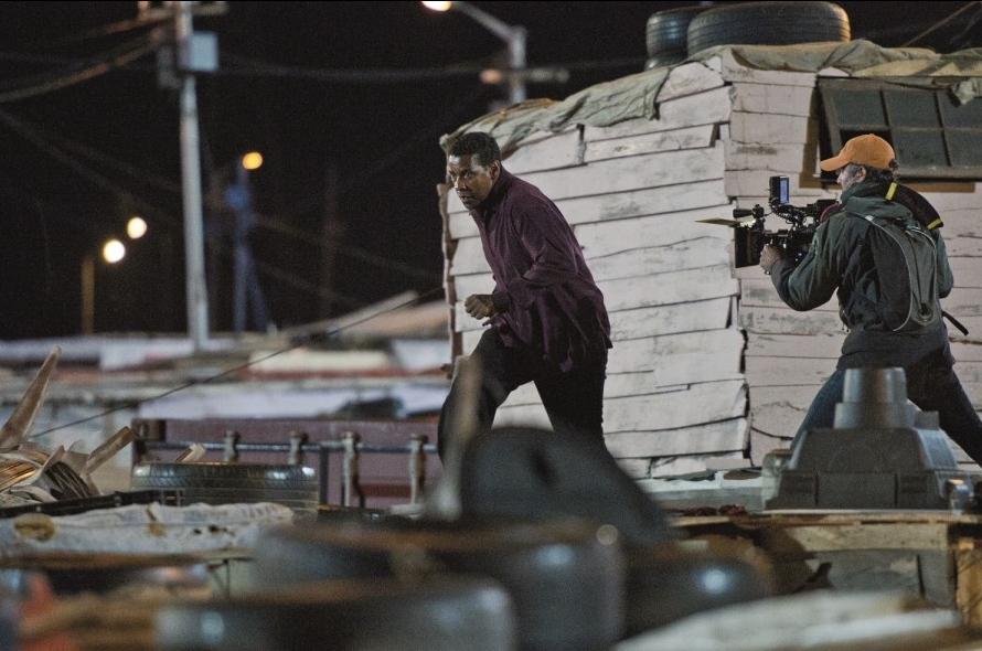 영화속 덴젤 워싱턴 촬영하는 장면