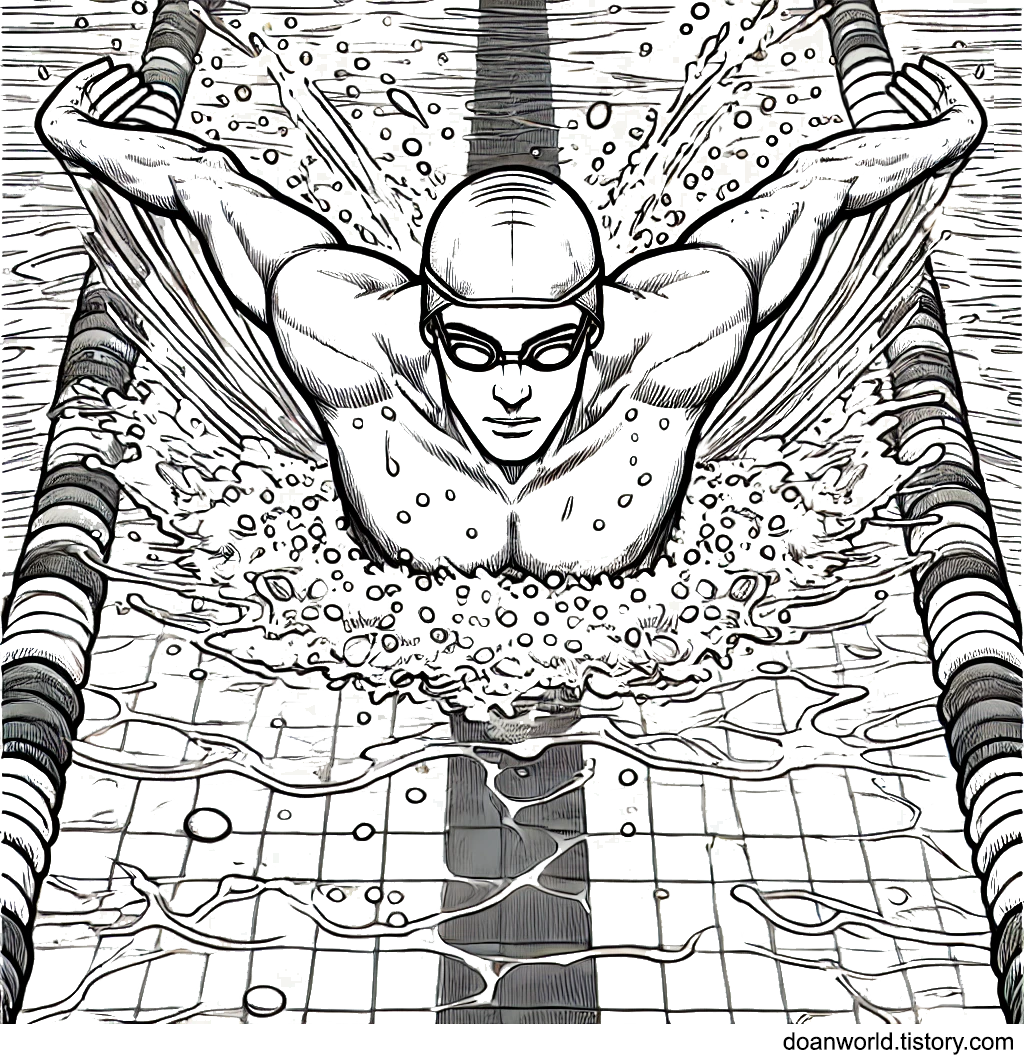 수영 접영 색칠공부 도안