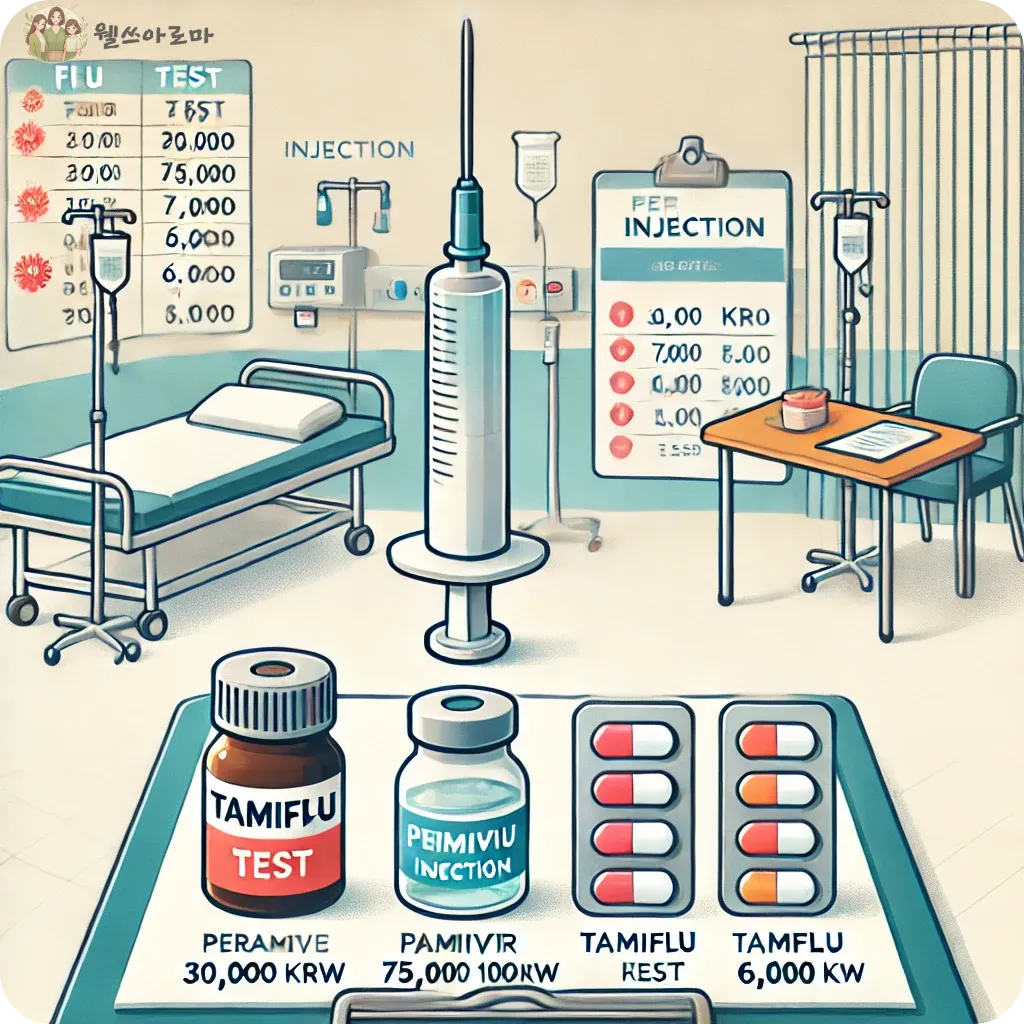 치료제비용-나타내는이미지-병원침대-주사와약병-먹는약