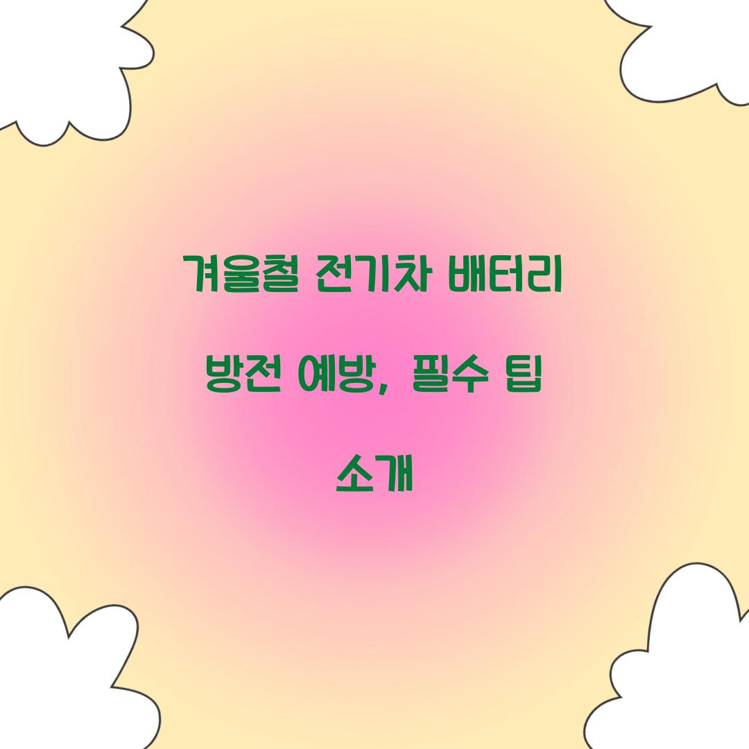 겨울철 전기차 배터리 방전 예방