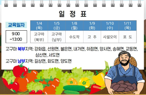 강화군 새해 농업인 실용교육 일정표