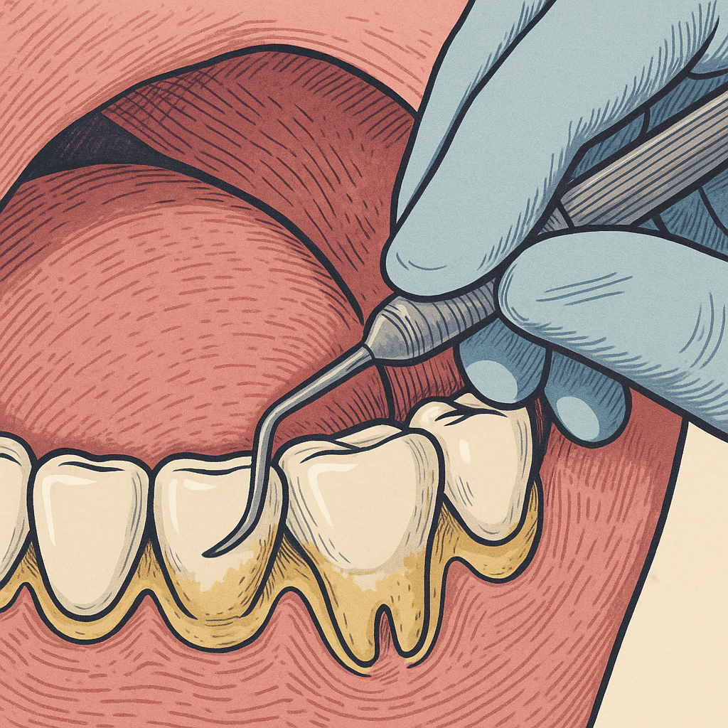 잇몸 염증과 치석의 관계를 보여주는 도식
