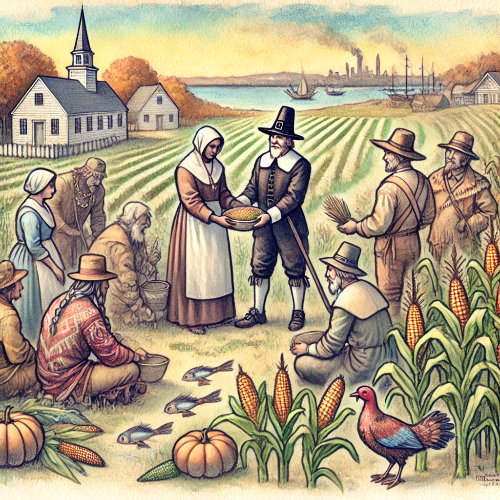 인디언들에게 도움을 받은 필그림스(Pilgrims)