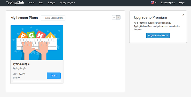 typingclub-타자연습-페이지