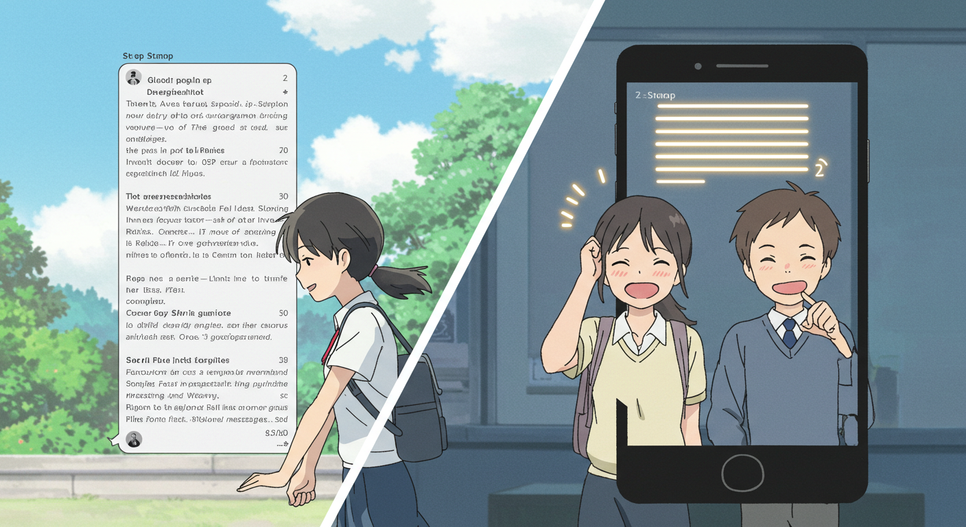 긴 대화가 요약된 메시지를 확인하는 모습