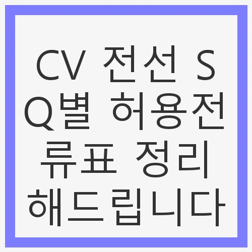 CV 전선 SQ별 허용전류표