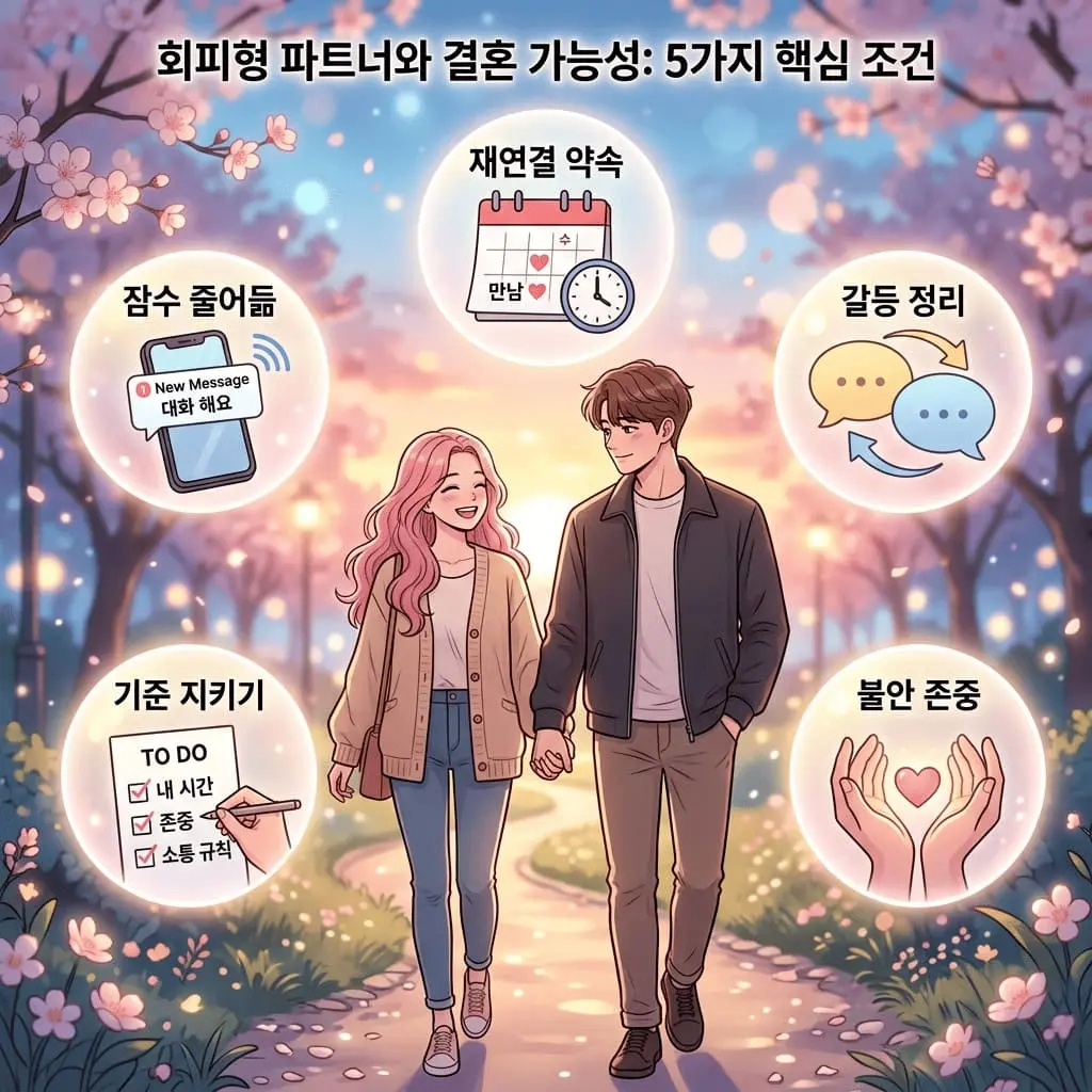 회피형 남자친구와 결혼까지 가능성을 높이는 5가지 조건을 정리합니다