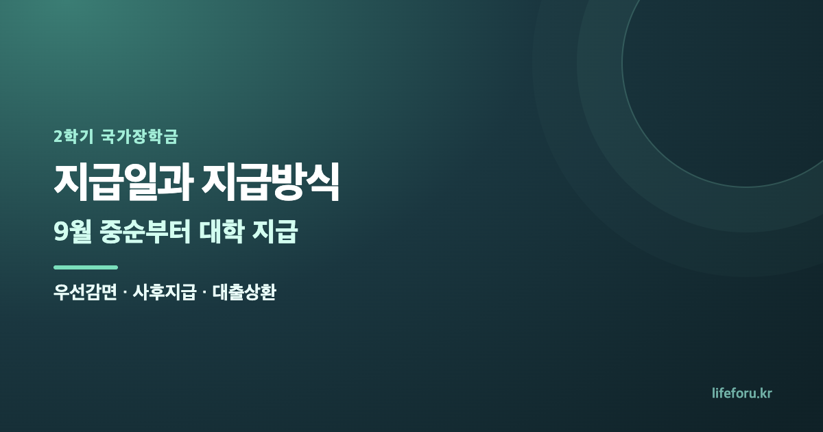 국가장학금 지급일｜2학기 9월 중순·우선감면·사후지급 차이 대표 이미지