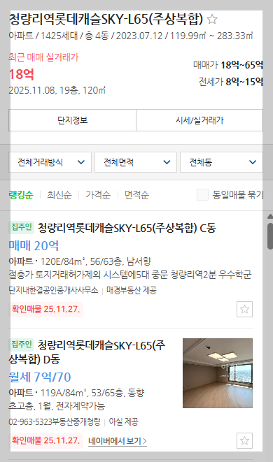 청량리 롯데캐슬 무순위 청약