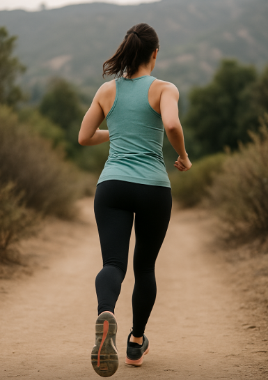 무릎 통증을 피하며 조심스럽게 달리는 러너 이미지