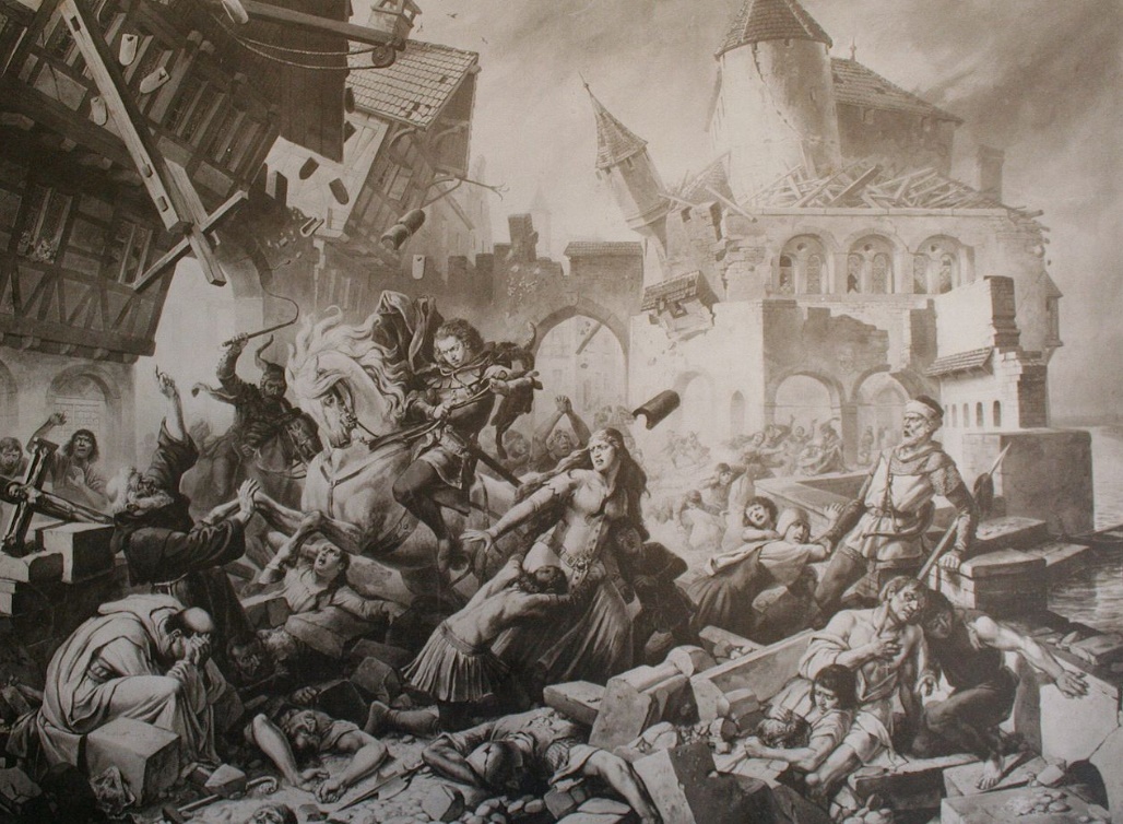 1356년 바젤 지진의 도시 붕괴 모습(출처 위키피디아)