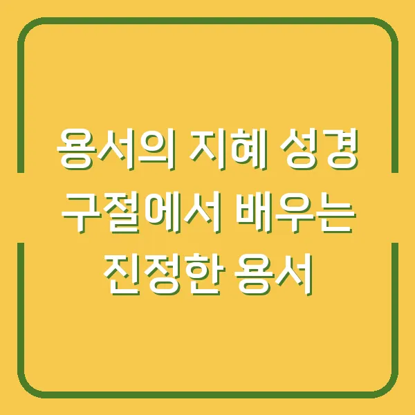 용서의 지혜 성경 구절에서 배우는 진정한 용서
