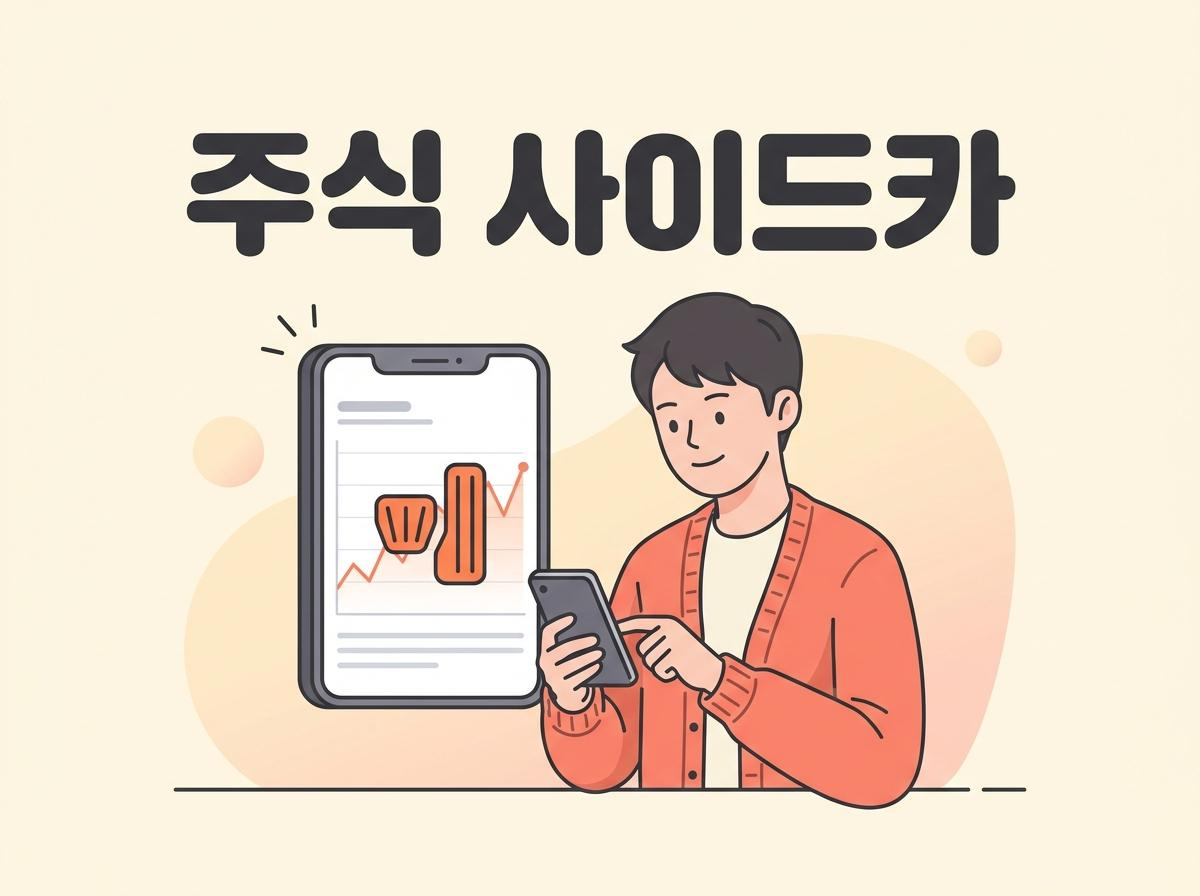 폭락하는 주식 시장 차트와 안정을 뜻하는 브레이크 페달 일러스트