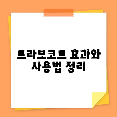 트라보코트 효과와 사용법 정리