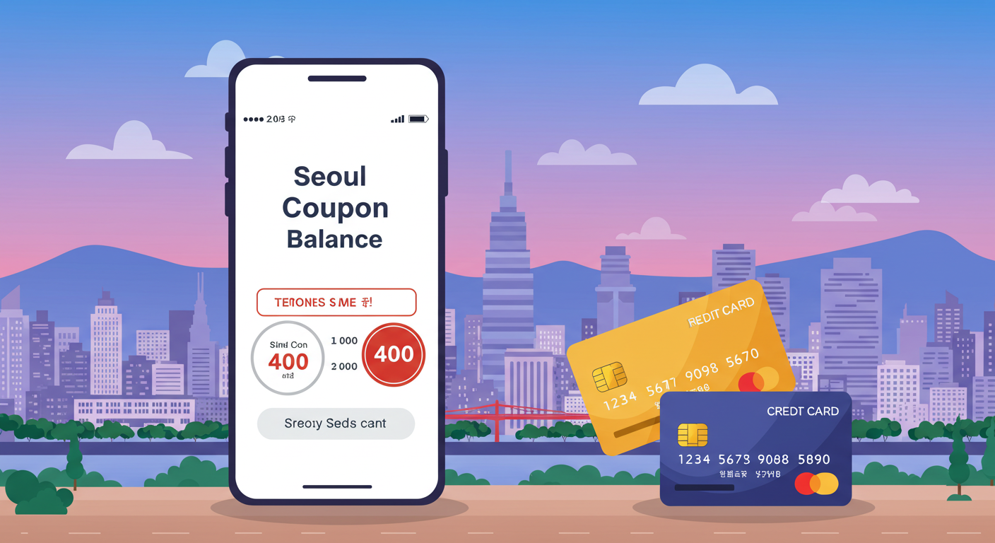 서울시 소비쿠폰 잔액 확인을 상징하는 단순한 일러스트