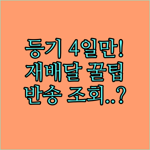 등기우편 수령 부재 보관 4일 재배달..