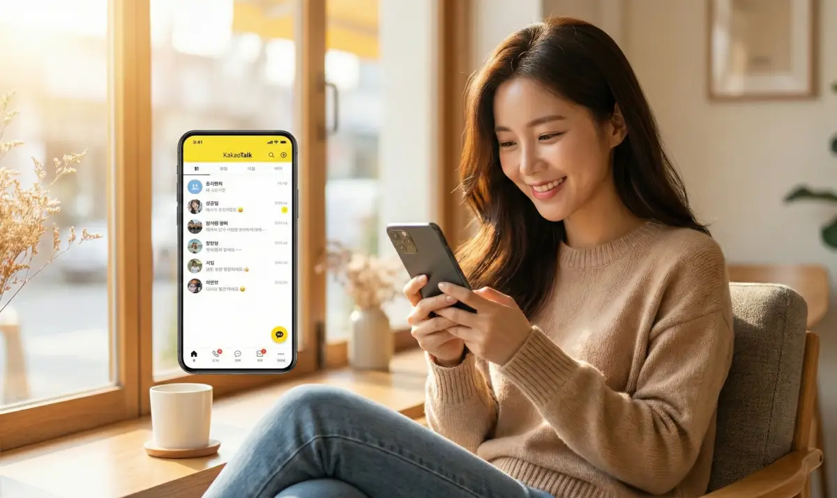카카오톡 서비스가 정상화되어 편안하게 대화하는 모습