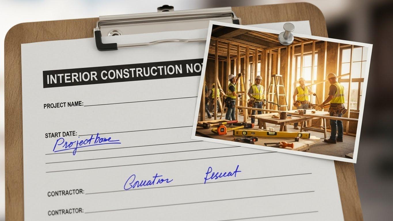 인테리어 공사 안내문 양식 다운