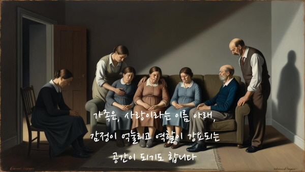 사랑이라는 이름 아래 감정이 억눌리고 역할이 강요되는 공간이 되기도 합니다에 관한 그림