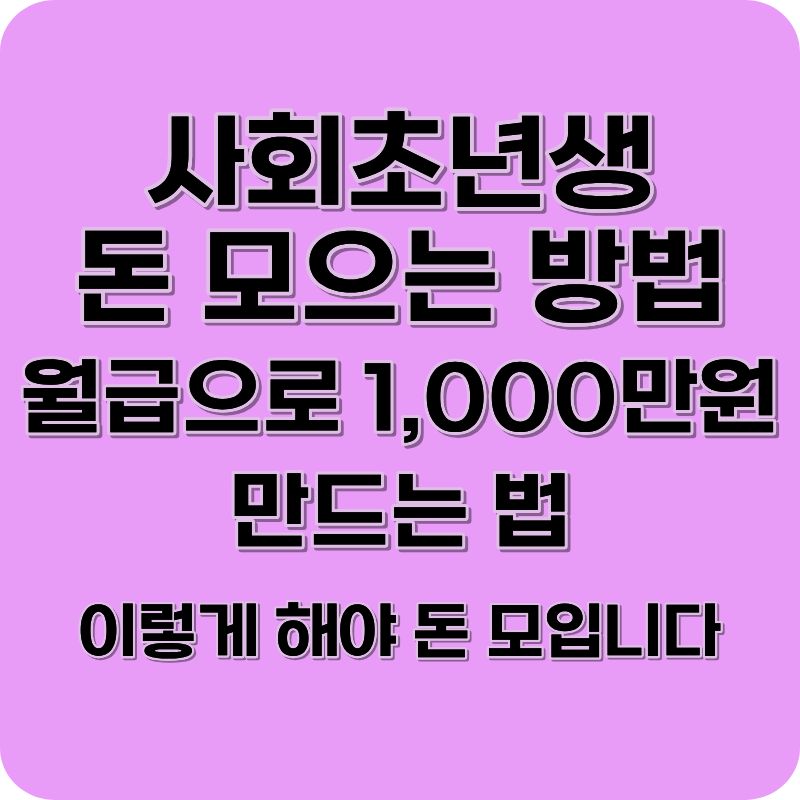 사회초년생 돈 모으는 방법 (월급으로 1,000만원 만드는 현실 전략)