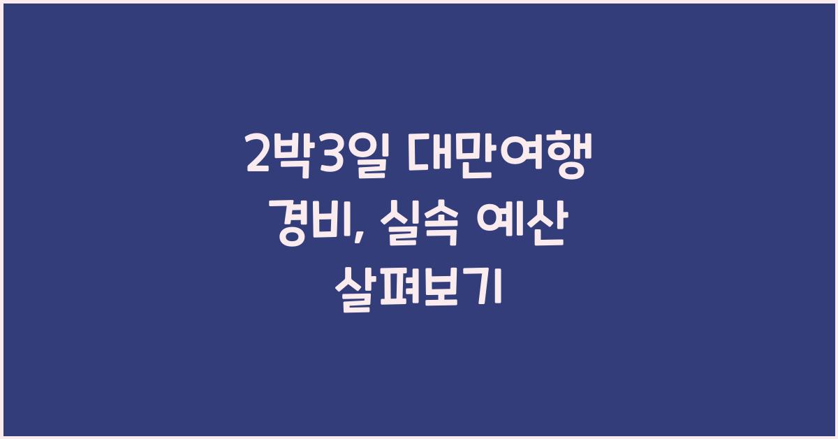 2박3일 대만여행 경비