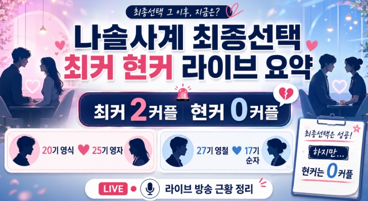 나솔사계 최종선택 결과 최커 현커 라이브 방송 요약