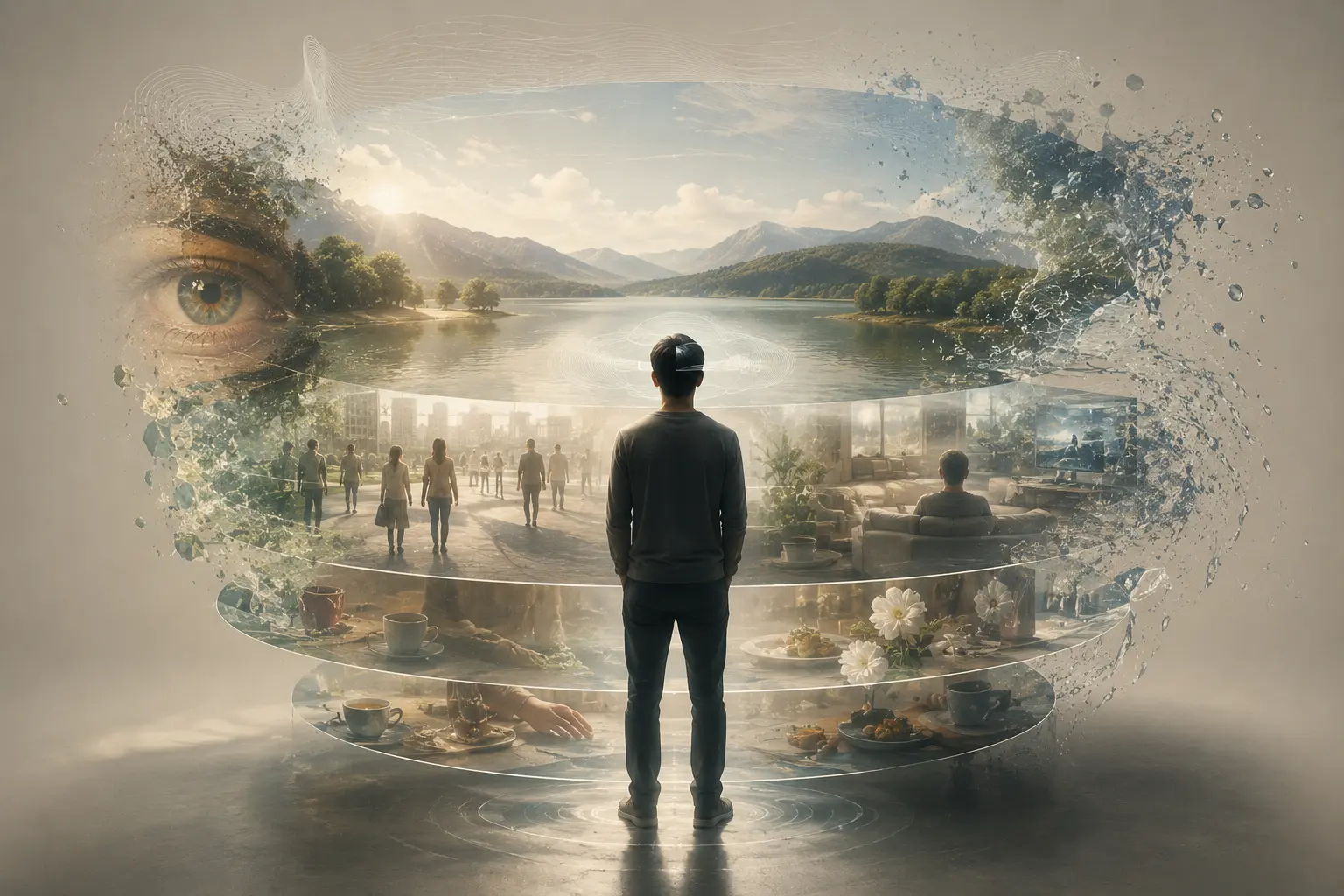 A symbolic illustration of how humans construct a sense of reality through perception