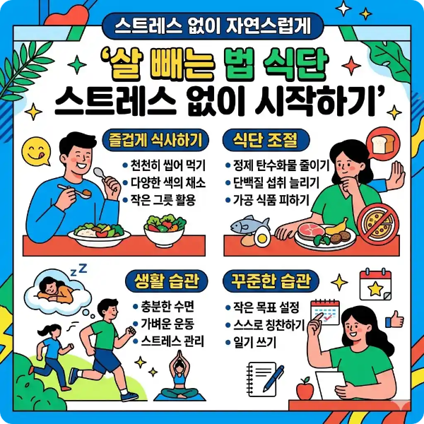 살 빼는 법 식단 스트레스 없이 시작하는 방법