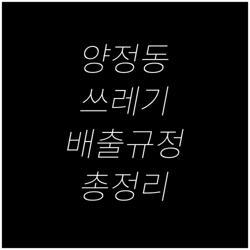 당신이 몰랐던 양정동 쓰레기 배출 규..