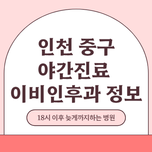 인천 중구 야간진료 이비인후과 병원 (18시 이후 늦게까지하는 병원)
