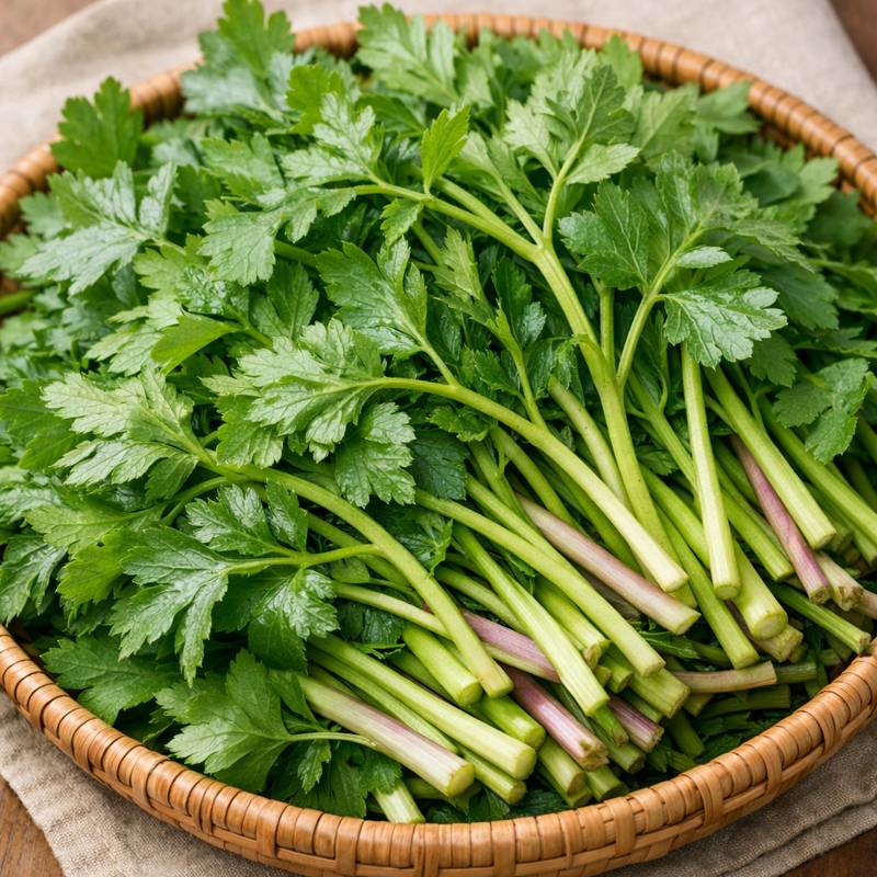 방풍나물 손질 전 싱싱한 잎과 줄기 모습