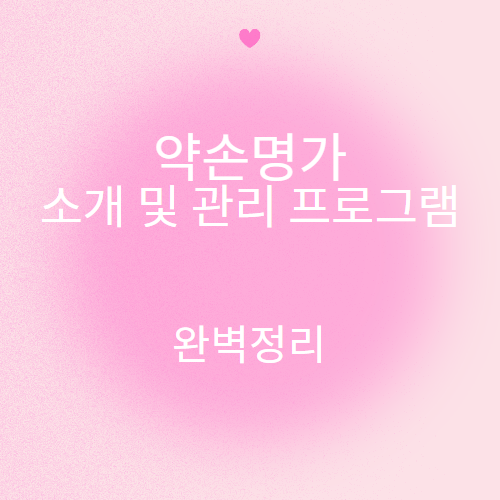 약손명가 소개 및 관리 프로그램 등 완벽정리