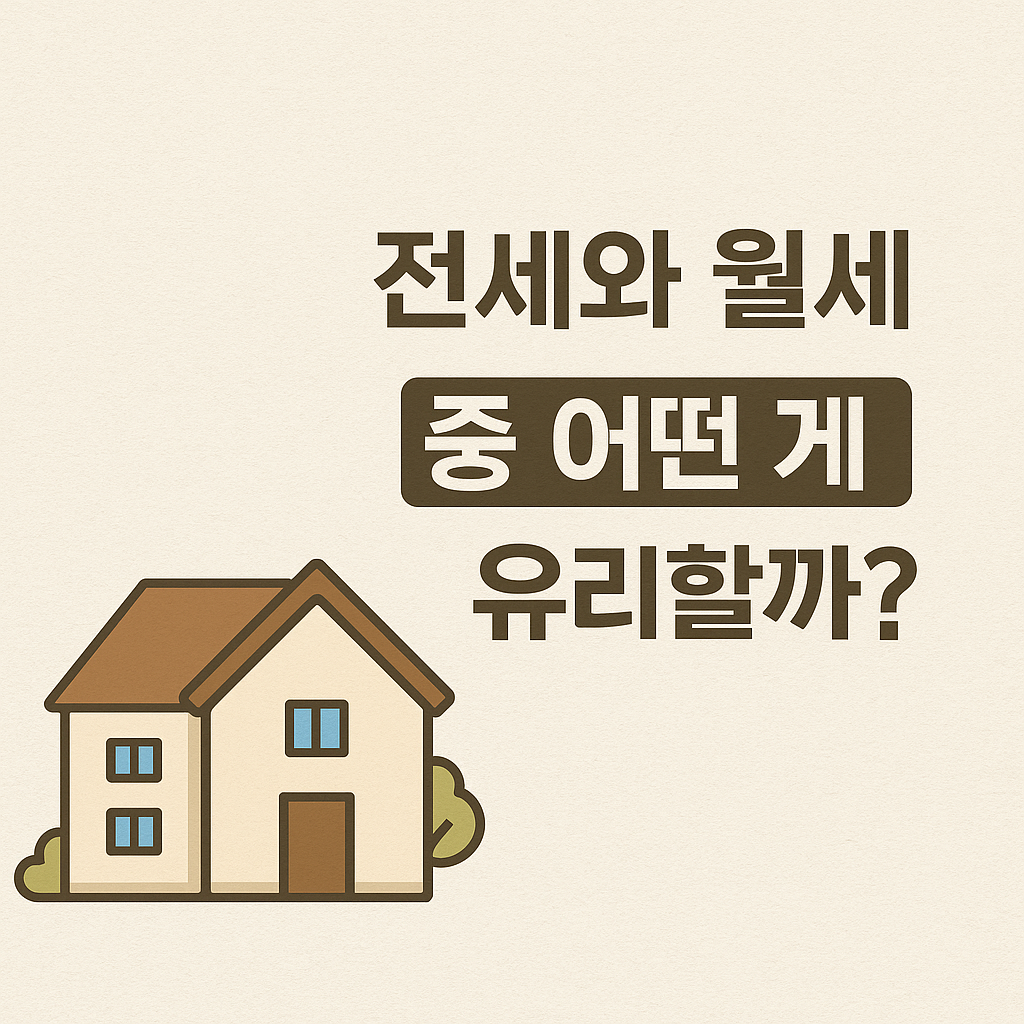 전세와 월세 중 어떤게 유리할까? 문구와 집 이미지