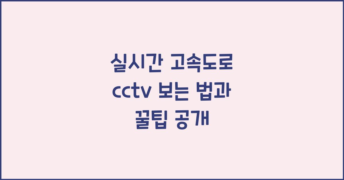 실시간 고속도로 cctv 보는 법